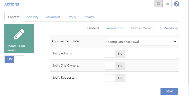 Actions Approval