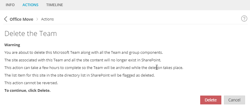 Delete the team