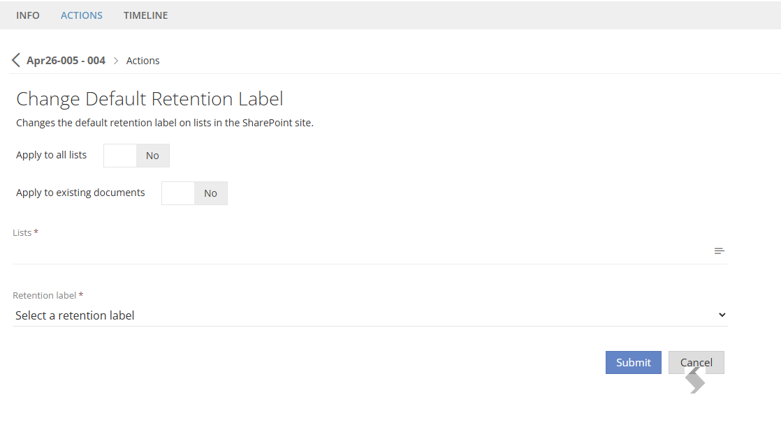 Change Default Retention Label