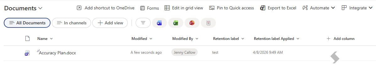 Change Default retention label