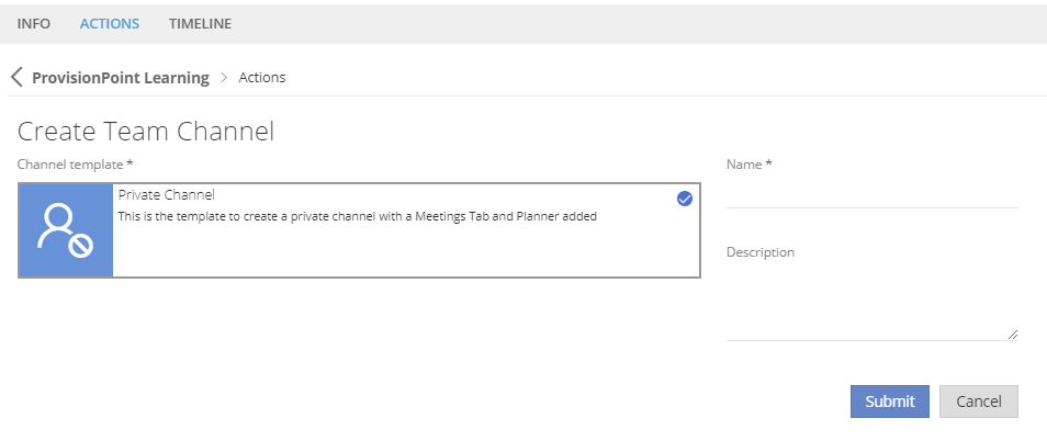 Create Team Channel