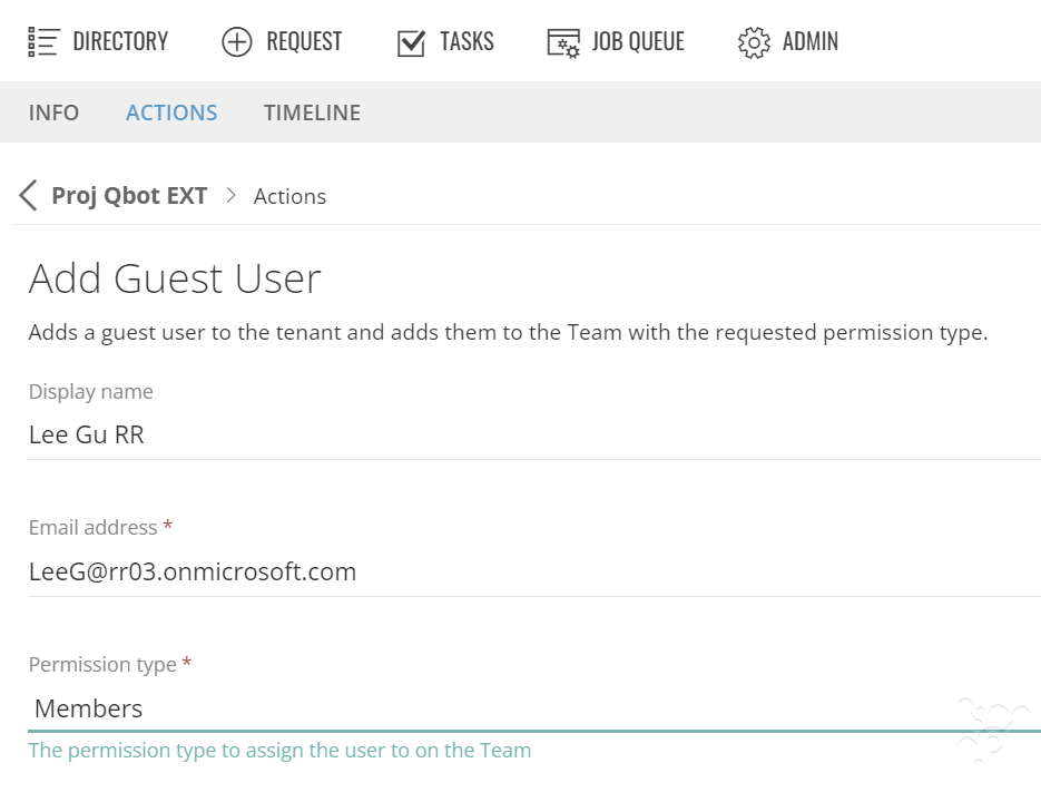 Add Guest User Action