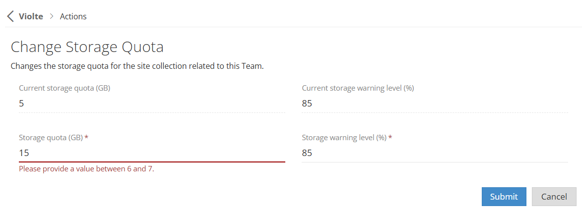 Change Storage Quota
