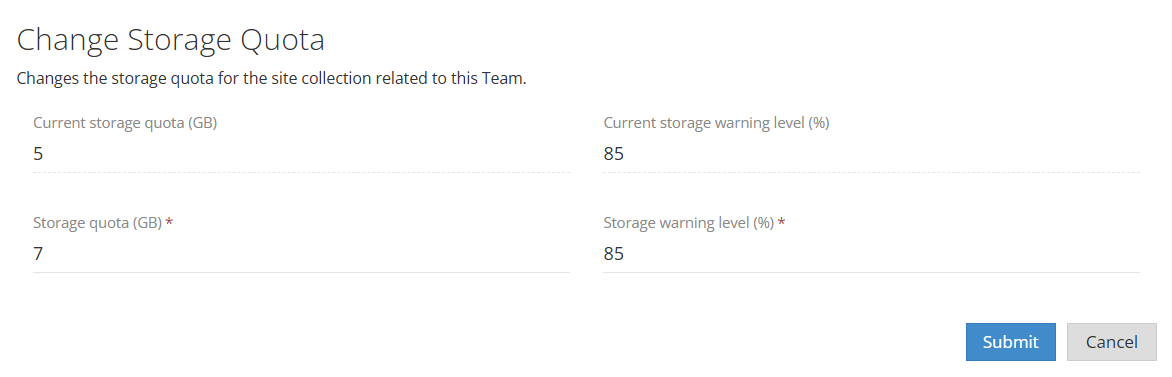 Change Storage Quota