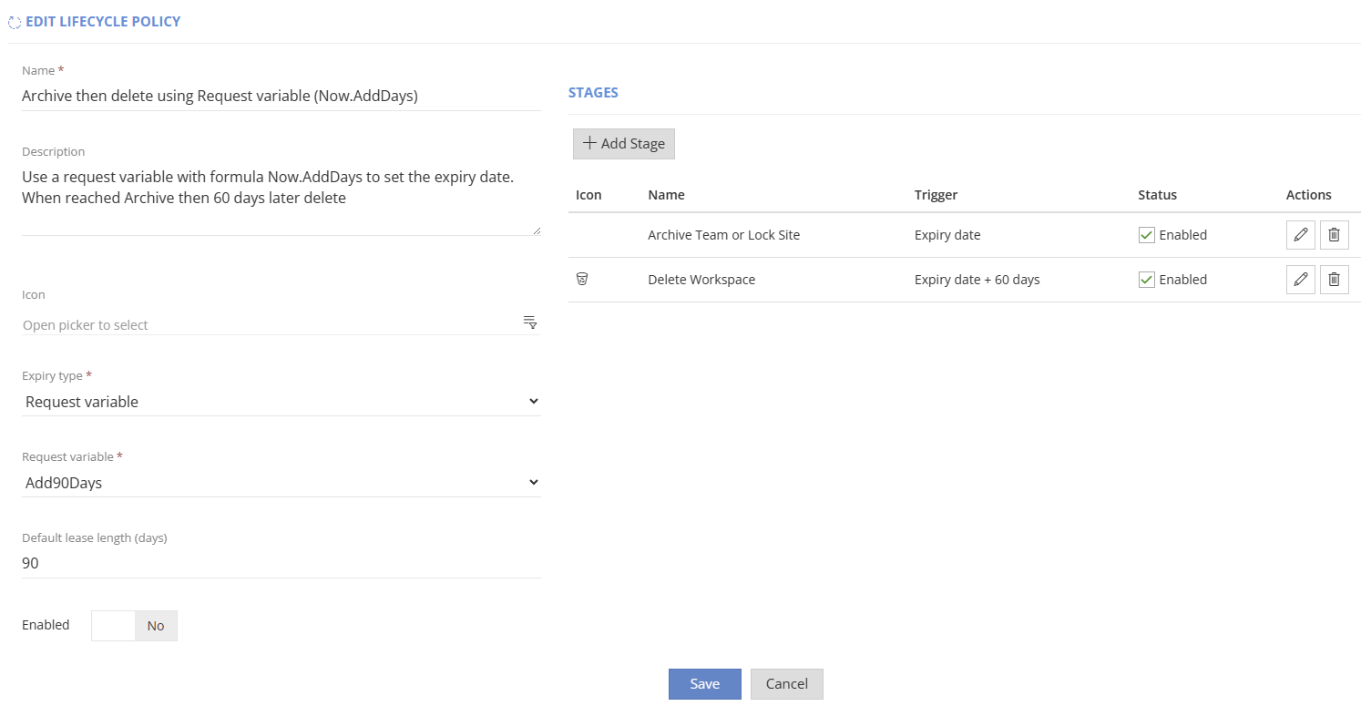 Edit Lifecycle Policy