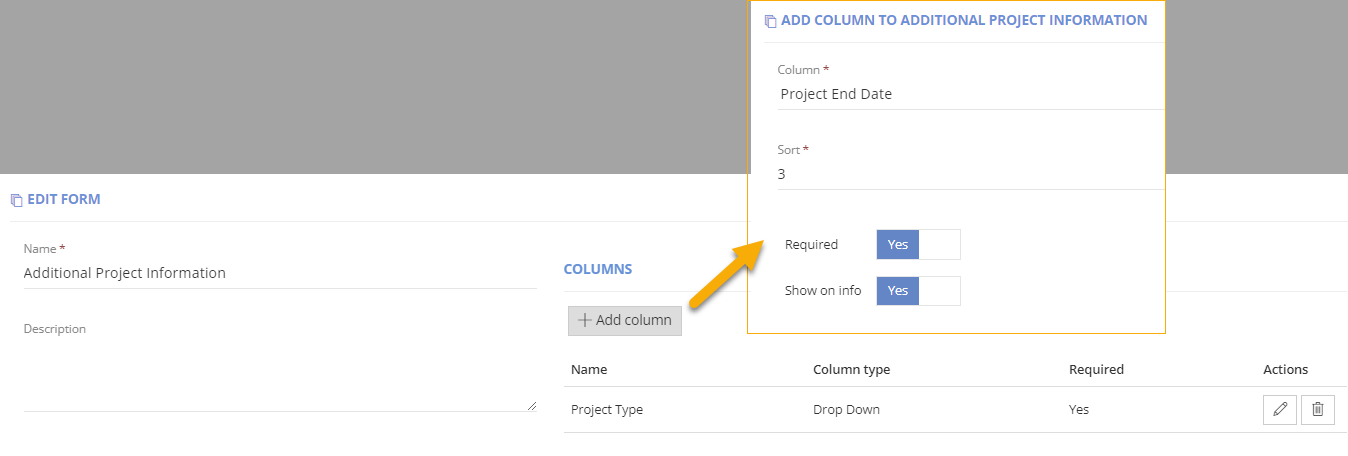 Add Column to Project
