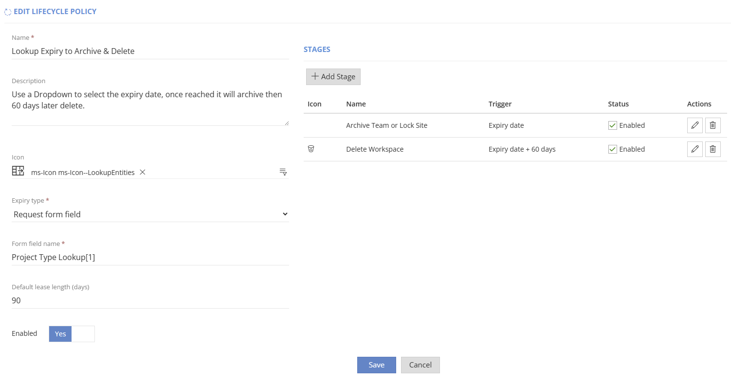 Edit Lifecycle Policy